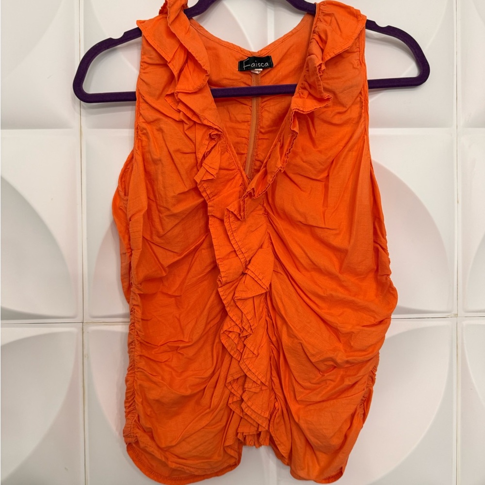 Vibrant Orange Ruffled Blouse